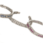 Bracciali in stile Decò con diamanti, zaffiri e zaffiri rosa
