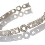 Bracciale in oro bianco 18 carati stile decò con diamanti bianchi