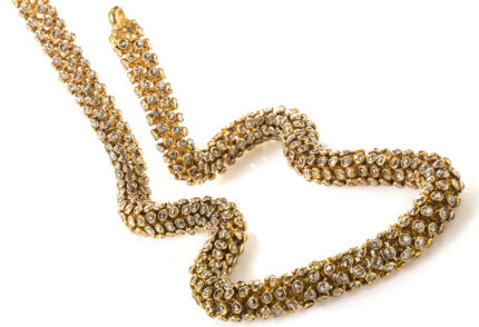 Collana stile indiano in oro giallo con diamanti light brown