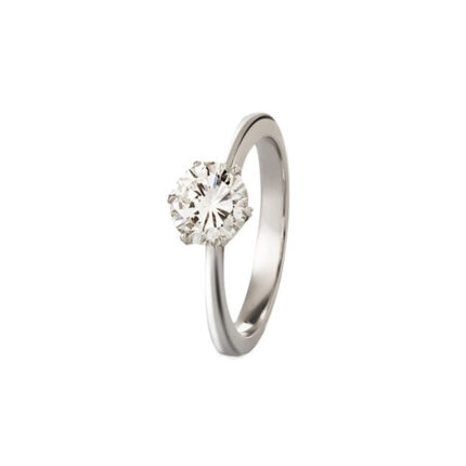Anello solitario in oro bianco con diamante taglio brillante