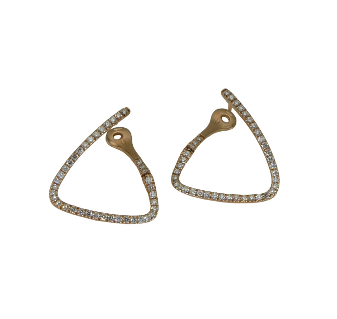 Orecchini in oro rosa con diamanti bianchi taglio a brillante Orecchini in oro rosa con diamanti bianchi taglio a brillante