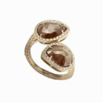 Anello in oro rosa 18 carati con diamanti brown grezzi e brillanti