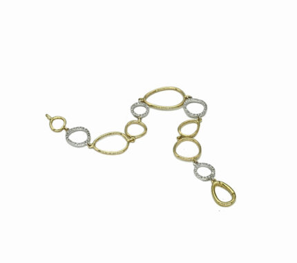 Bracciale in oro bianco e giallo con diamanti taglio a brillante