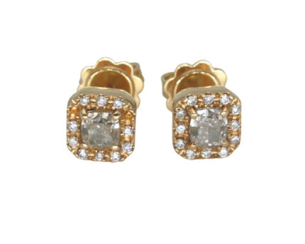 Orecchini in oro rosa con diamanti fancy pink taglio princess e diamanti bianchi