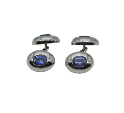 Gemelli in oro 18 carati con zaffiri blu taglio ovale