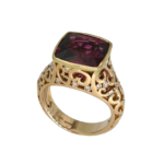 Anello in oro rosa con rubellite e diamanti bianchi