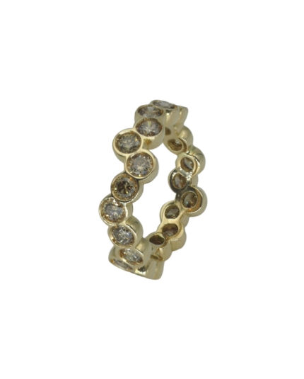 Anello in oro giallo 18 carati con diamanti brown taglio a brillante