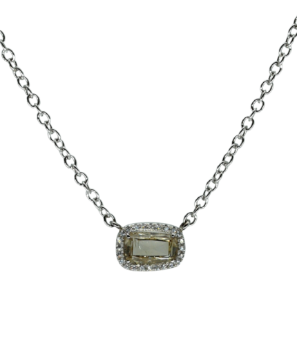 Girocollo in oro bianco con diamante brown centrale e diamanti bianchi