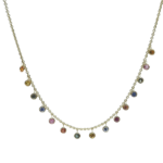 Collana in oro giallo 18 carati con zaffiri multicolor