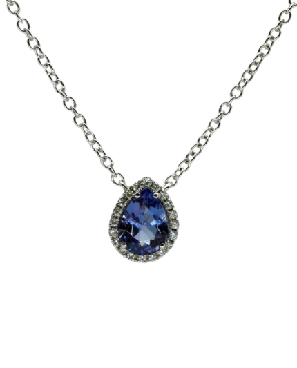 Ciondolo in oro bianco con tanzanite e brillanti