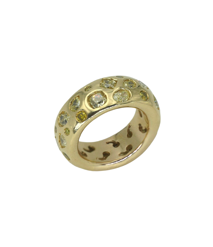 Anello in oro giallo 18 carati con diamanti fancy yellow Anello in oro giallo 18 carati con diamanti fancy yellow
