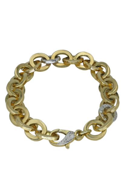 Bracciale in oro giallo e bianco con diamanti bianchi