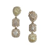 Orecchini in oro rosa e giallo con diamanti yellow e pink e brillanti