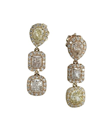 Orecchini in oro rosa e giallo con diamanti yellow e pink e brillanti
