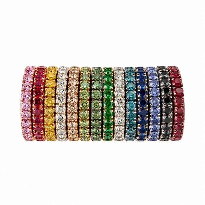Fedine in oro con pietre multicolor Fedine in oro con pietre multicolor
