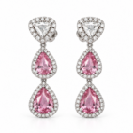 Orecchini in oro bianco con zaffiri rosa e diamanti bianchi